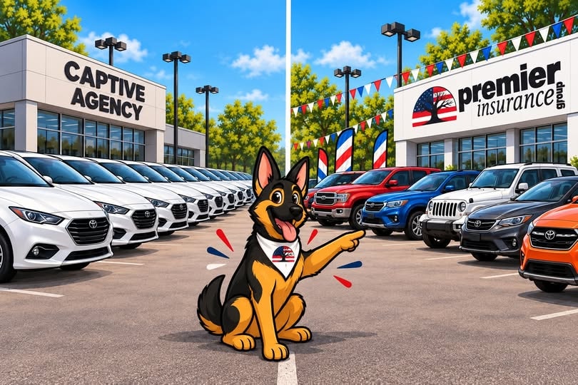 Captive agency versus Premier Insurance Group — an independent agency with access to many carriers